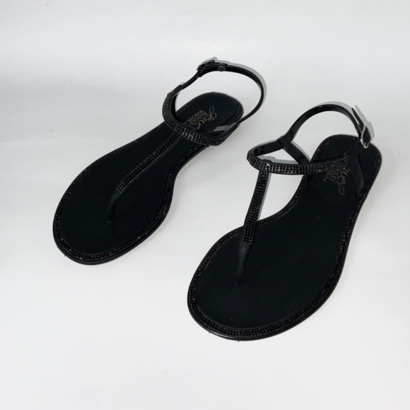 Jewel Badgley Mischka Thongs Sandals Black Jelly 7 - Picture 8 of 15